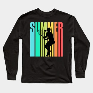 US Open Colorful Tennis Player Summer Silhouette Long Sleeve T-Shirt